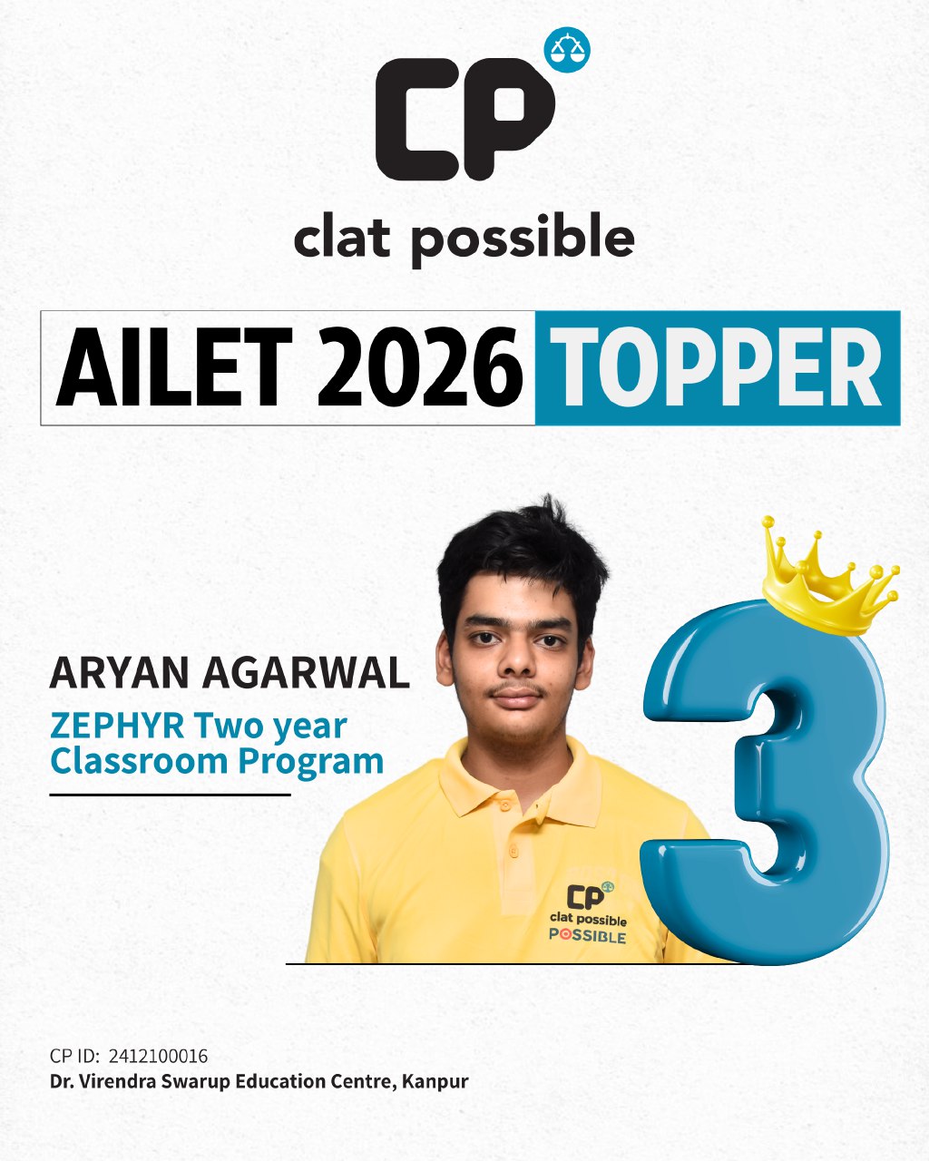Clat Possible AILET 2026 Topper
